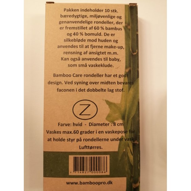 Rondeller i bambus og bomuld. Genanvendelige og vaskbare